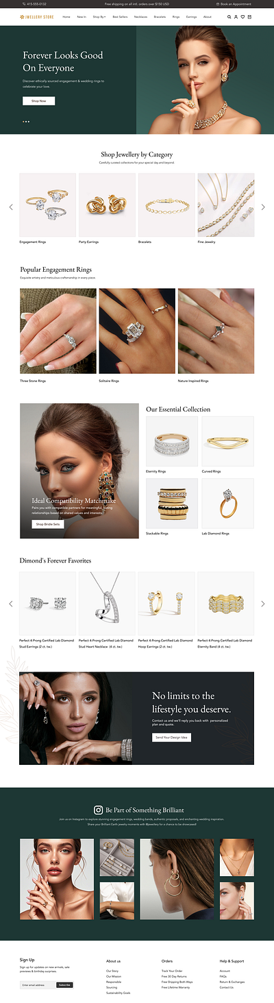 Landing Page Jewellery Brand branding ecommerce jwellery landingpage ring shopify store socialmedia ui wendesign