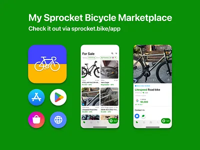 Sprocket iOS, Android, Web P2P Bicycle Marketplace App android app app store bicycle bike cycle design dog entrepreneur entrepreneurship ios iphone marketplace play store recycle sell sprocket ui ux web