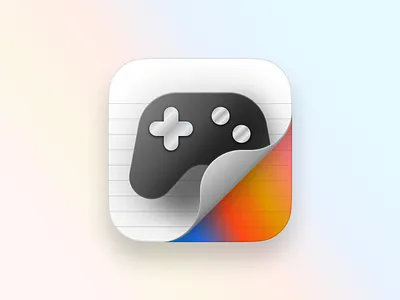 GamePal App Icon app icon branding gamer gaming gradient icon iconography illustration ios ios app journal nintendo paper playstation product design skeumorphism ux design xbox