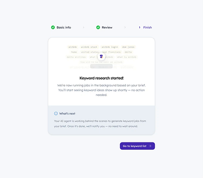 AI Agent Loading State ai agent keyword ai keyword research loading state seo ai ui design