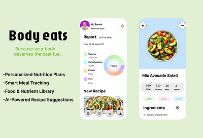 Body Eats - The fitness App 3d animation branding graphic design logo motion graphics ui