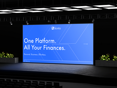 kinto — conference stage brand identity branding conference stage fintech fintech startup graphic design kinto logo logo design neobank pitch deck product design startup visual identity