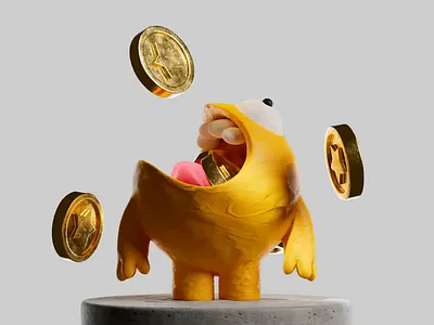 Coins eater 3d emoji illustration rboy rocketboy smile