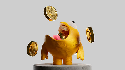 Coins eater 3d emoji illustration rboy rocketboy smile