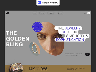 Bling Jewelry - Webflow Website animation css design development front end halo lab hero interface nocode product scroll service startup ui ux web webflow website