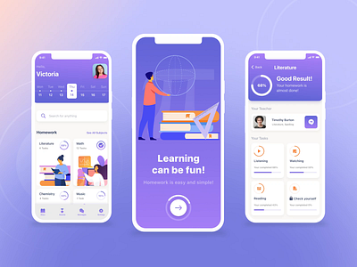 Education mobile app I Smart school diary for students animation branding dashboard educational platform graphic design mobile design mobile interface online courses online lesson progress tracking study app teacher app ui