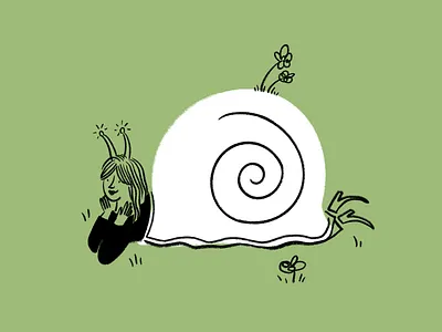 Livin' la vida lenta 🐌 design doodle funny illo illustration lol sketch slow snail woman