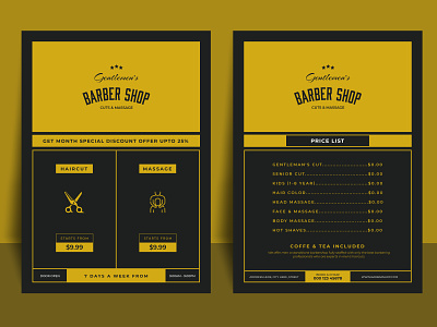Barbershop Flyer Template with a Price List and Special Offer ad barber shop barbershop flyer beauty flyer branding design flyer flyer promotion graphic design hair hair salon price flyer price table salon woman spa
