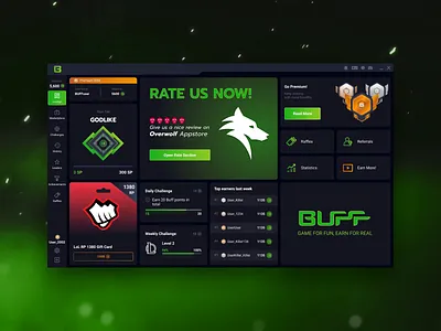 Dashboard design I Loyalty platform for gamers app daily challenges dashboard design design gaming app gaming desktop app gaming marketplace loyalty program motion graphics referral program reward app rewarding probram ui ux