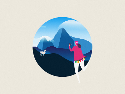 Machu-Picchu! blue peru red sketch
