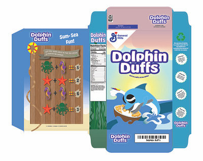 Fake Cereal Box branding cereal dolphin graphic design illustrator logo marine life octopus sea animals seahorse wildlife