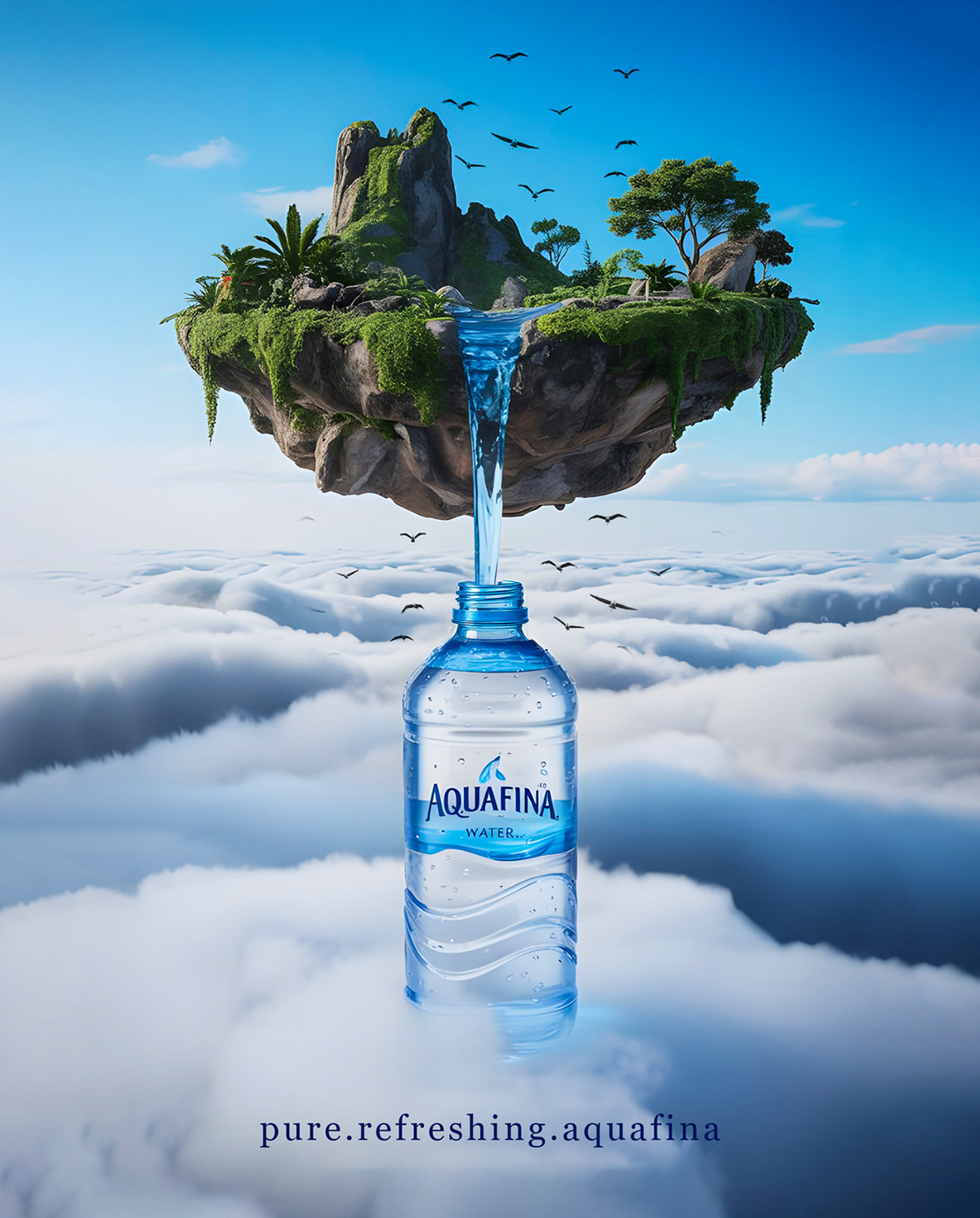 Natural Water Ad of Aquafina Water ad design design graphic design paid desig poster esign social media ad adsign