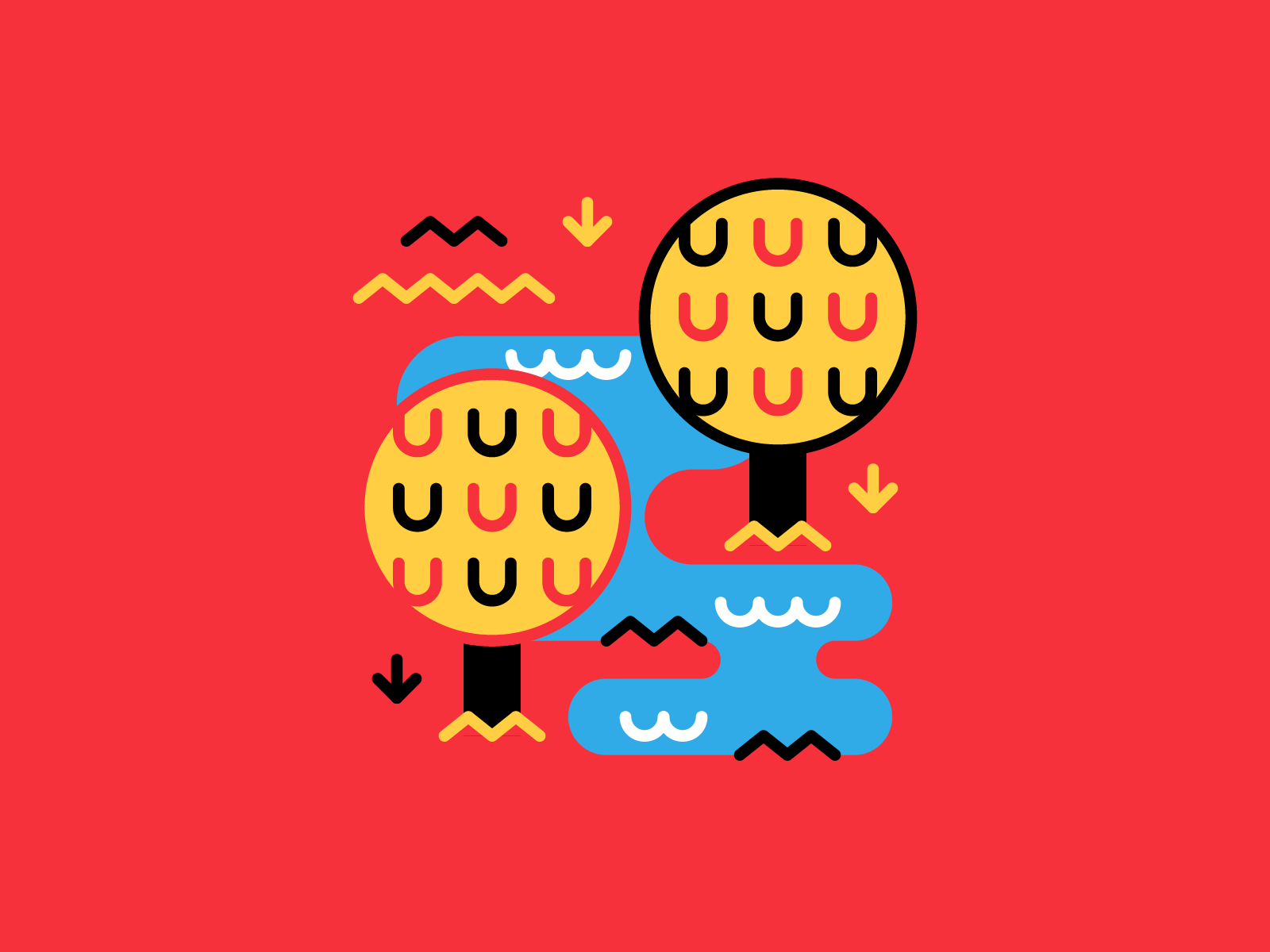 Diario Diario 11 - 110 blue design geometric happy helbetico illustration red tree vector wrestler yellow