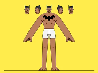 BTMN-WIP.01 batman body btmn character concept design expressions face illustration lines man proportions vector wip