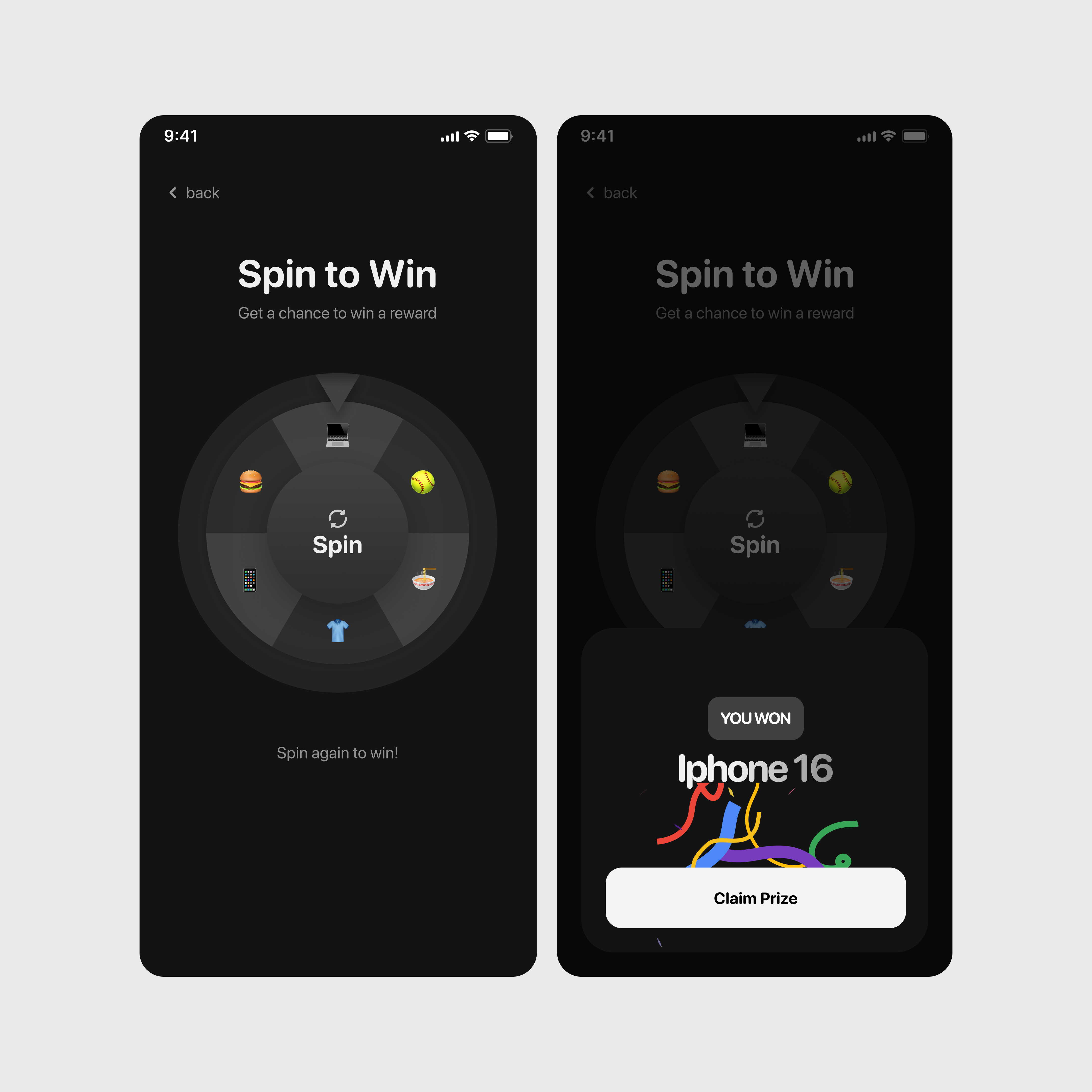 Spin Wheel Mobile App Design aesthetics design product design ui design uiux user experience user interface