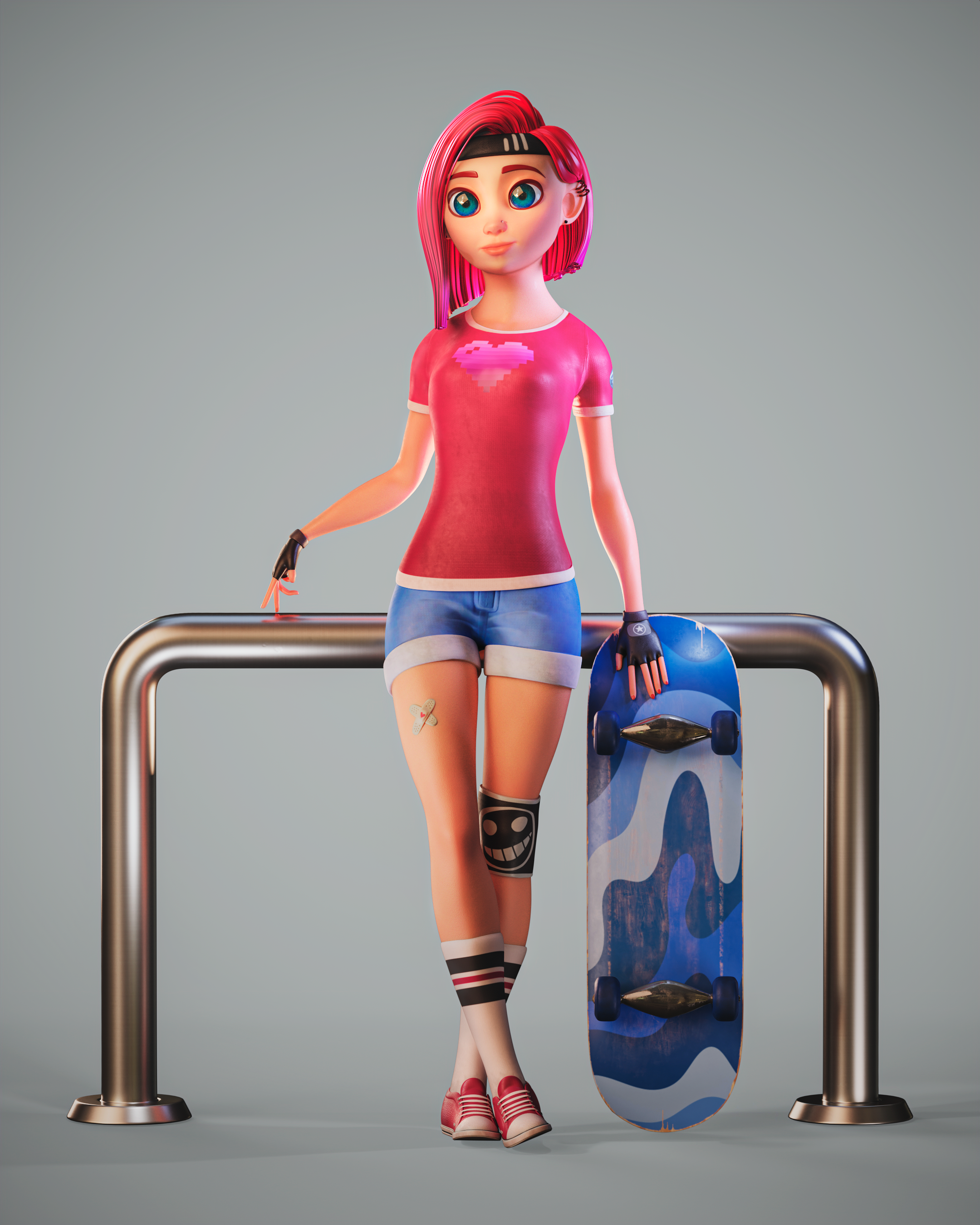 3D Character Kate 🛹💖 3d 3dart 3dmodel 3dmodeler 3dmodels character cute3d cuteart hair skate