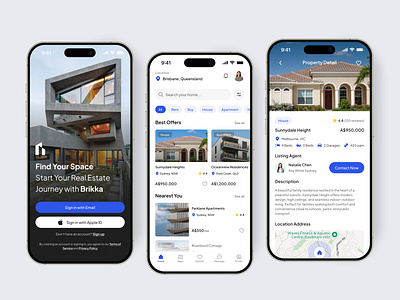 Brikka - Real Estate App agent apartment design home listing mobile app property real estate rent ui ui kit ux