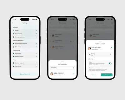 🧩 Right Access, Right People, Right Time access clean look healtcare minimalist mobile app roles security settings setup simple ui ux