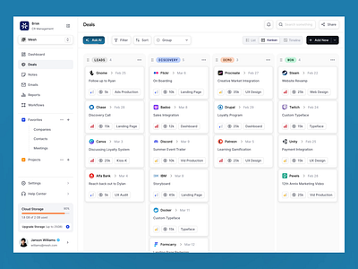 Brisk - Kanban Board brisk businessintelligence clean crm crm dashboard crm dashboard design crm design dashboard dashboard design datavisualization design minimalist ui uidesign uiux uiuxdesign ux uxdesign uxerflow