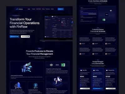 FinFlow SaaS Website branding design figma design graphic design icon illustration landing page logo minimal ui ux vector web design website