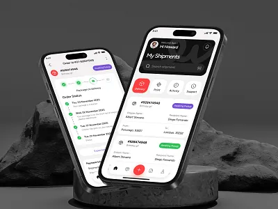 Traxion - Shipping Delivery Logistic App agency application booking delivery expedition history list logistic maps mobile platform shipping step tab tracking travel trip ui wizard