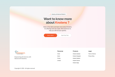 SaaS CTA & Footer UI Design for Life Sciences AI Platform ai website design call to action cta footer design gradient website design landing page design website design
