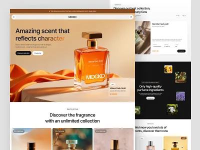 Mocko - Perfume E-Commerce Website aesthetic buy chart clean design discount e commerce e commerce website design ecommece landing page modern modern ui online shoping perfume product shop store web design website website design