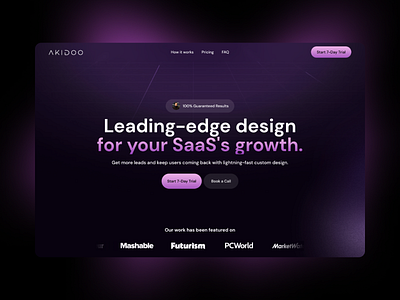 AKIDOO - Landing Page aki branding intuitive landing page pink simple ui violet