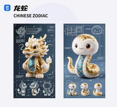 3D gilded real hair, twelve zodiac animals 3d animal image animation branding design illustration art imagination the twelve chinese zodiac signs