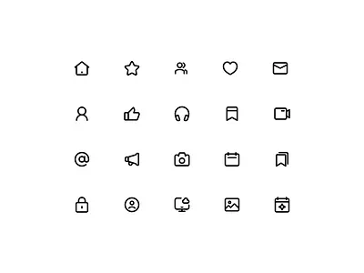 Simple Line Icons bookmark 01 camera 01 computer cloud headphones home 06 icon icon design icon library icon pack icon set iconography icons image 03 line icons mail 01 megaphone 03 thumbs up ui user multiple 03 video 02