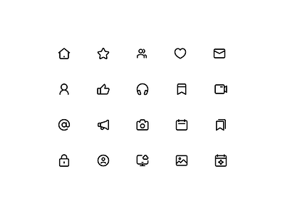 Simple Line Icons bookmark 01 camera 01 computer cloud headphones home 06 icon icon design icon library icon pack icon set iconography icons image 03 line icons mail 01 megaphone 03 thumbs up ui user multiple 03 video 02