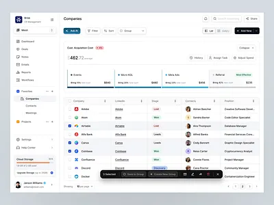 Brisk - Table Data brisk clean crm crm dashboard crm design dashboard dashboard design datavisualization design minimalist motion graphics table data ui uidesign uiux ux uxdesign uxerflow