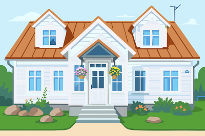 House or cottage in flat vector style 3d animation branding creative art design drawing flat graphic design illustration logo motion graphics ui vector