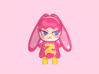 3D Modeling - Zenin Bunny Keychain 3d 3d animation 3d artist 3d design 3d modeling animation clean design graphic design illustration keychain toys