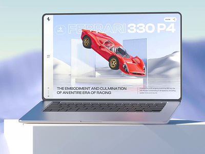 Retro Car Information Website 3d animation blender clean design ferrari interaction interactive interface minimal render showcase ui ux ui website