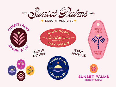 Sunset Palms 🌅 70s branding california hotel palm springs palm tree retro spa sunset