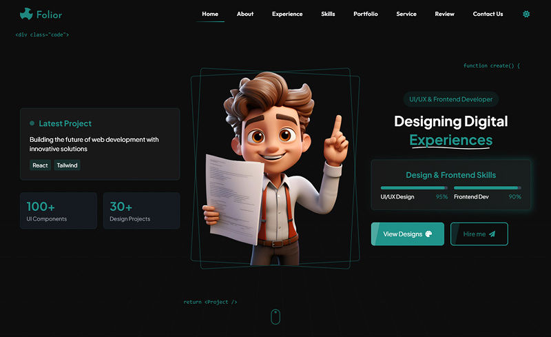 Personal Portfolio UI Design Image 1