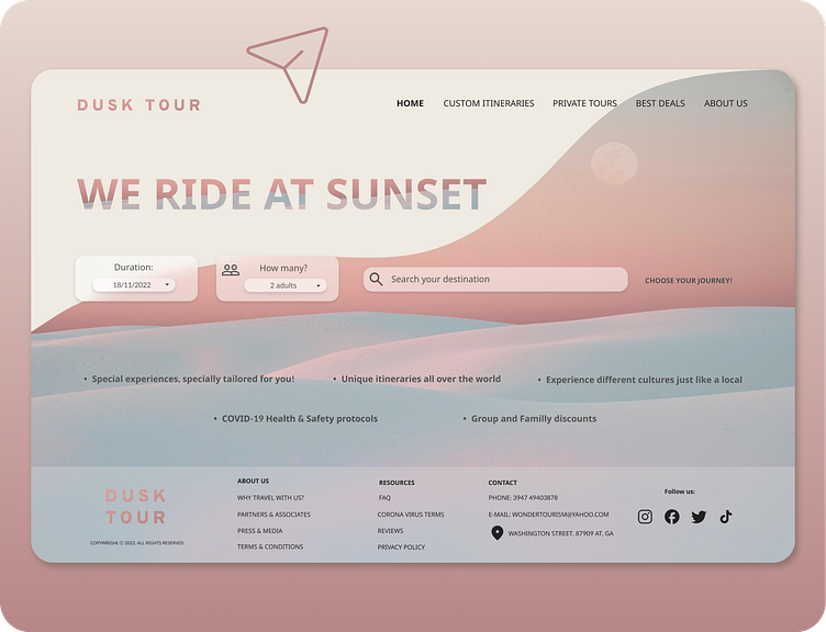 DUSK TOUR LANDING PAGE by Carla Timoc on Dribbble