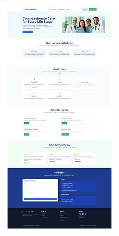 Harmony Healthcare Facility design healthcare website