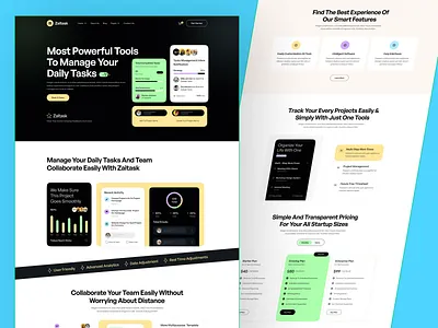 Zaitask - SaaS Landing Page design inspiration minimal design modern saas design no code website saas design saas landing page saas template saas website saas website design tech startup design tech startup website tech website templates ui design uiux for saas ux design ux ui design web design webflow webflow saas template webflow template