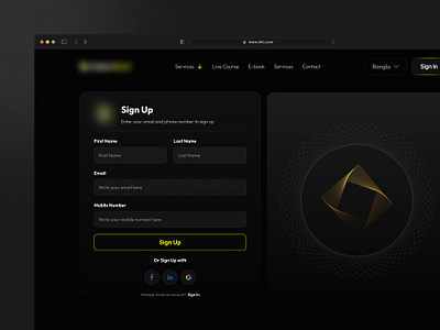Modern Sign Up Page — Dark Mode Design auth design authentication ui design edtech sign up login design product design registration ui design sign up design sign up flow ui desing web application sign up