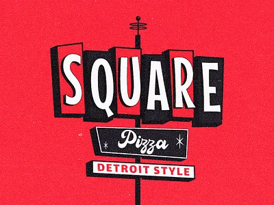 Square Pizza art atomic branding design detroit graphic design illustration illustrator logo pizza red retro vector vintage