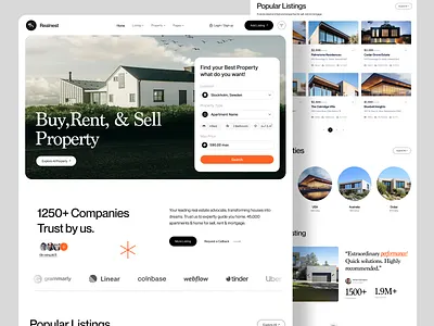 Real Estate Website admin dashboard airbnb apartment booking buy landing page listing property real estate real estate dashboard real estate landing page real estate web real estate website realestate rent sell uiux web web design web page