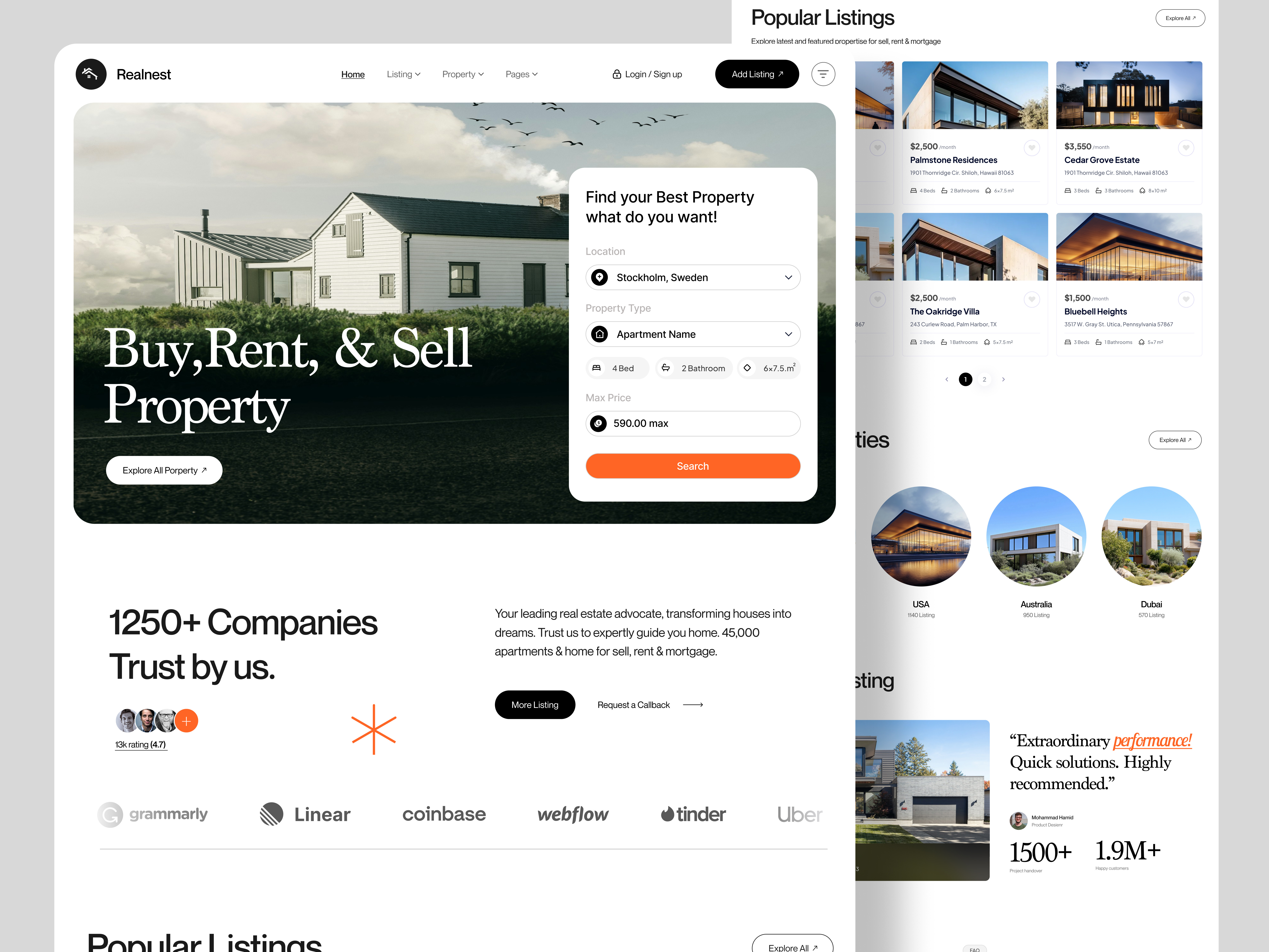 Example of Real Estate Website Design