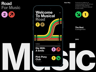 Ai Music animation book branding dashboard design fashion illustration interface metro news road slide stat ui