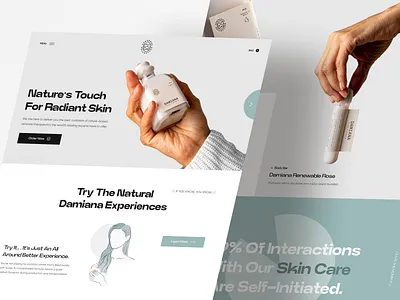 Damiana - Skincare Website Landing Page beauty cosmetic e commerce ecommerce landing page makeup natural organic responsive shop shopify skin skincare store web design web ui website website design woman women