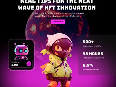 NFT Landing Page marketplace nft nft collection nft design nft website ui web3 website website design