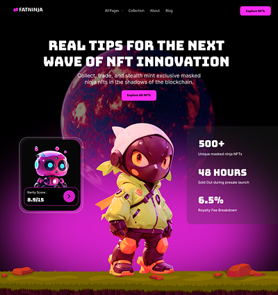 NFT Landing Page marketplace nft nft collection nft design nft website ui web3 website website design