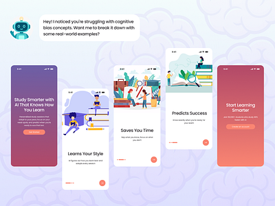 AI Onboarding & Core Features Overview ai onboarding app app design edtech machine learning mobile ux product design study app ui ux