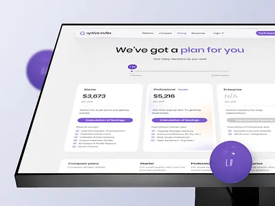 Aptive Index calculator clean compare glide glide design hiring hr job minimal plans pricing purple table ui ux web webdesign webflow website white